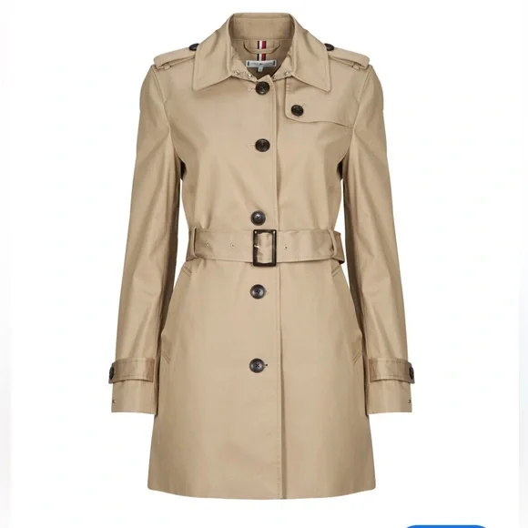 Tommy Hilfiger Khaki Double-Breasted Trench Coat - Picture 2 of 3